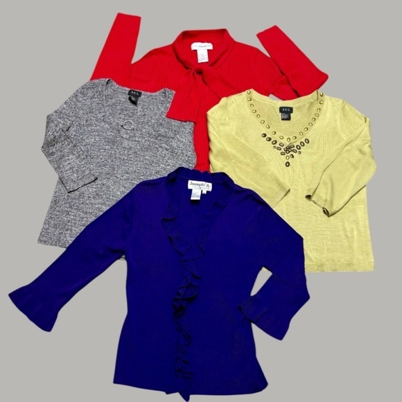Multiples Tops - M🌺NEW‼️VINTAGE LOT/BUNDLE/MULTIPLES (4)ASST. DESIGNER TOPS•SWEATERS& BLOUSE NWOT
